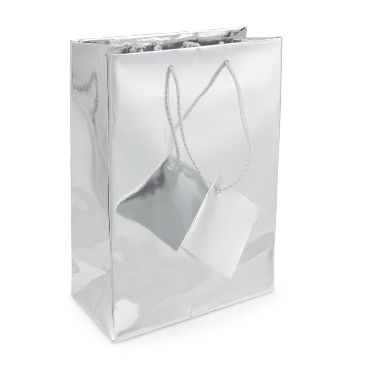 Gift Bag Medium Metallic Silver (Package of 20) Bag Size (W x D x H): 4-3/4" x 2-1/2" x 6-3/4"